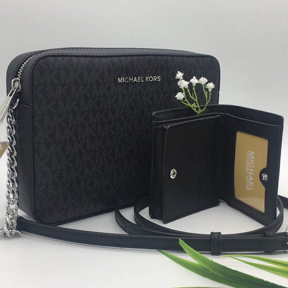 MICHAEL KORS LG EW CROSSBODY Bag Black&Card Case - Picture 2 of 8